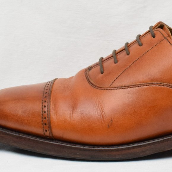 Vintage Alfred Sargent Brown Brogue England Made Cap Toe Oxford Dress Shoes - main image 5
